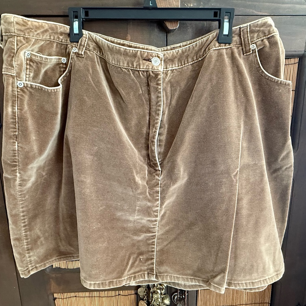 Mocha Brown Soft Velvet Women's Mini Skirt - size 24